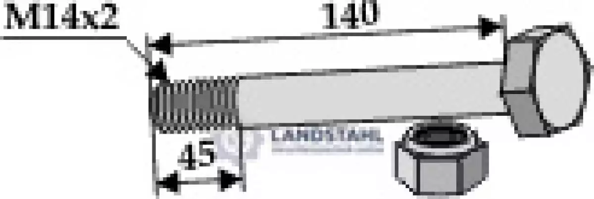 Schraube mit Sicherungsmutter - M14x2 - 10.9