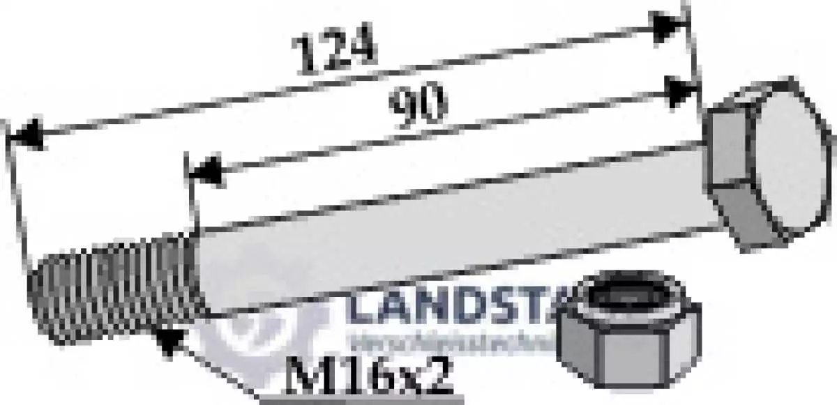 Schraube mit Sicherungsmutter - M16 x 2 - 8.8