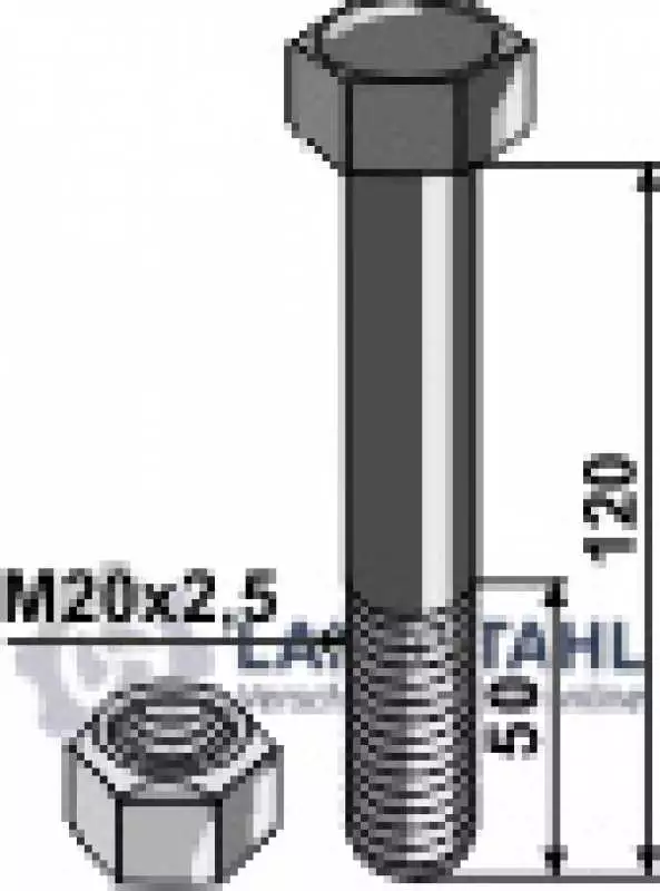 Schraube mit Sicherungsmutter - M20 x 2,5 - 10.9