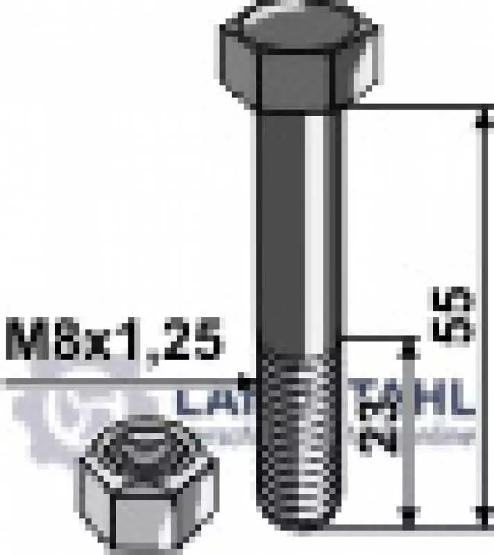 Schraube mit Sicherungsmutter - M8 x 1,25 - 8.8