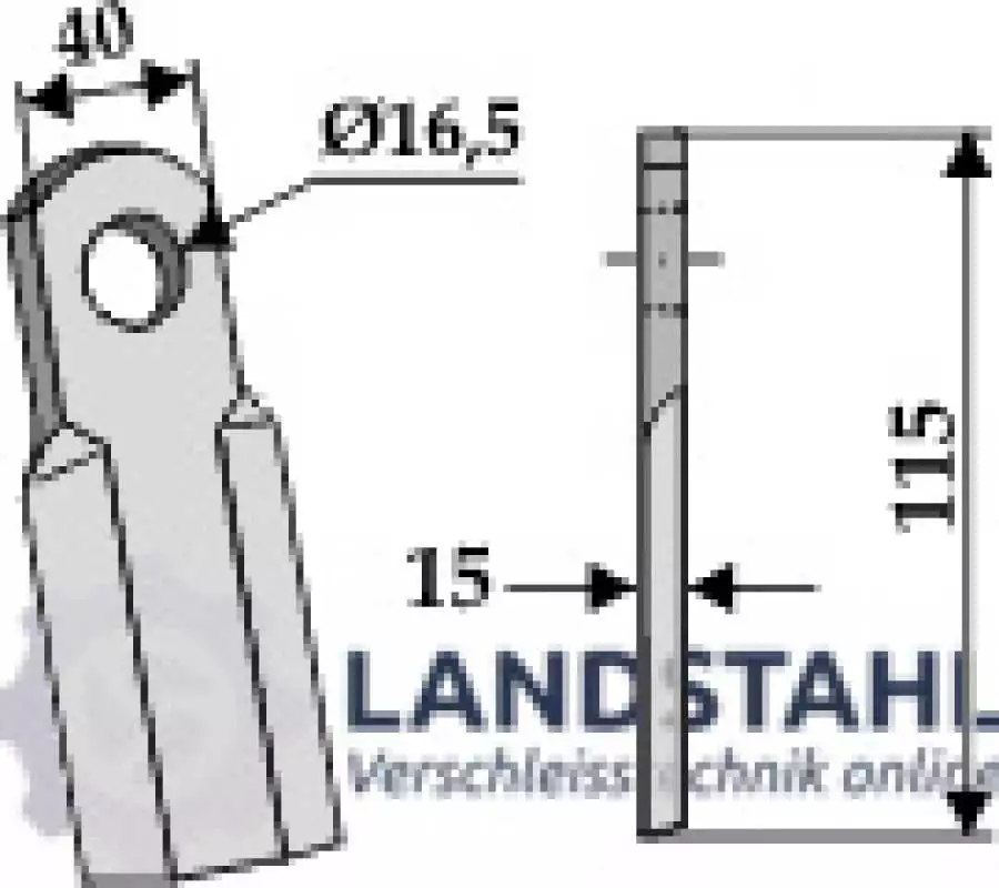 Gerades Messer 115x40mm
