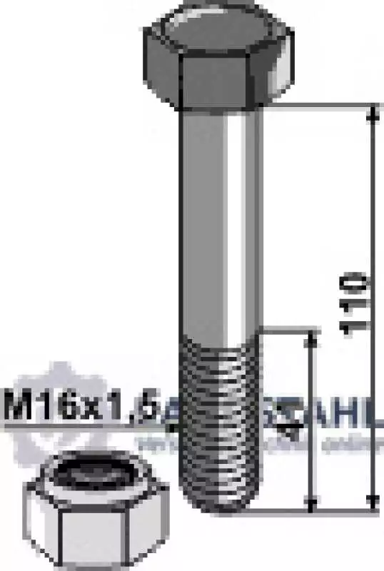 Schraube mit Sicherungsmutter - M16x1,5 - 10.9