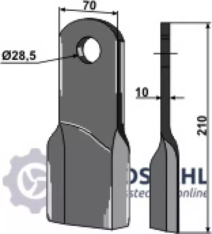 Gedrehtes Messer 210x70mm