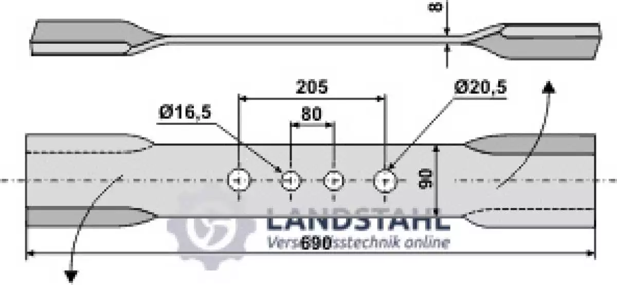 Mähermesser 690mm - links