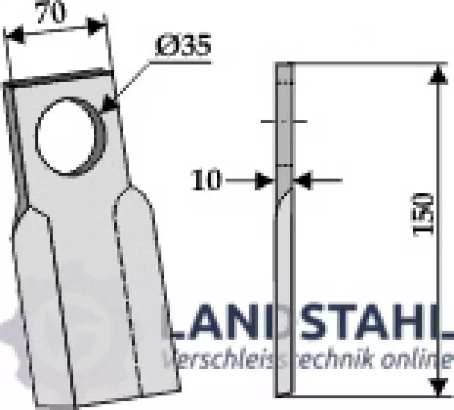Gerades Messer 150x70mm - rechts