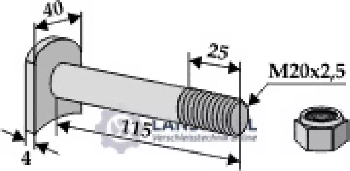 Schraube M 20 x 2,5 - 8.8 mit Sicherungsmutter