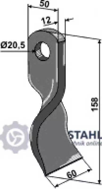 Gedrehtes-Messer 158x50mm
