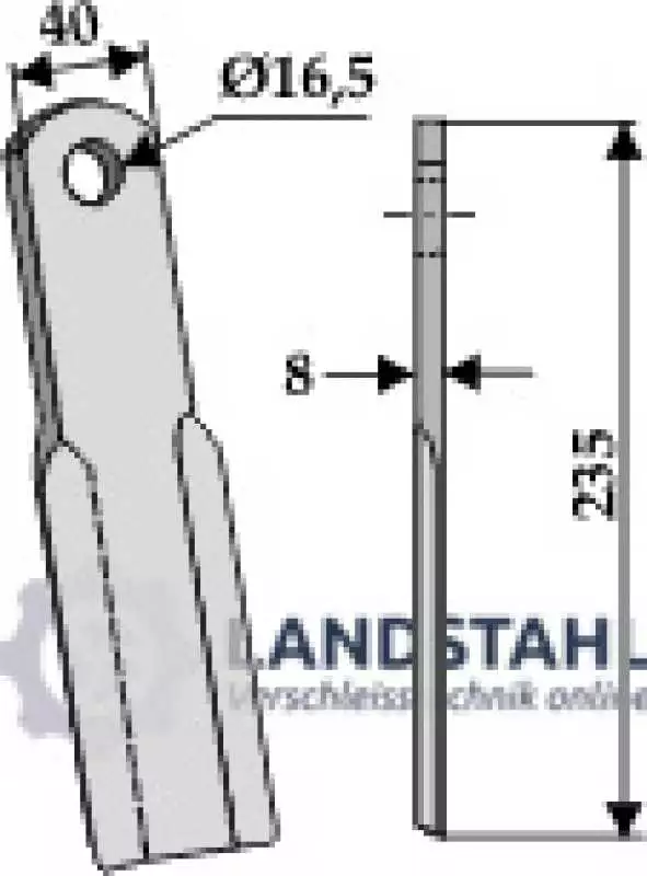 Gerades Messer 235x40mm