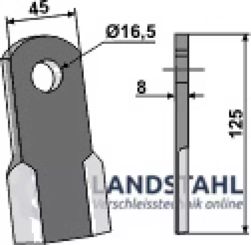 Gerades Messer 125x45mm