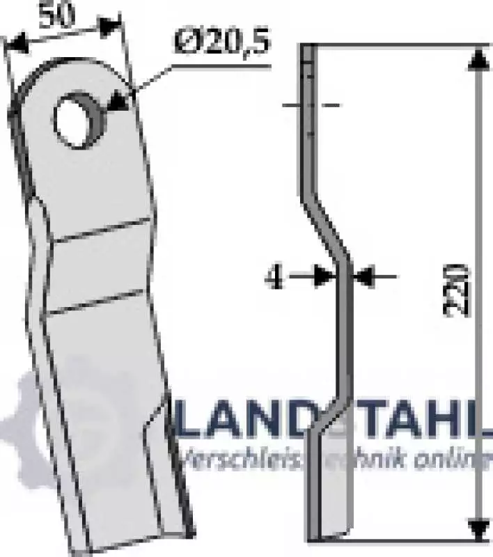 Messer 220x50mm, rechts