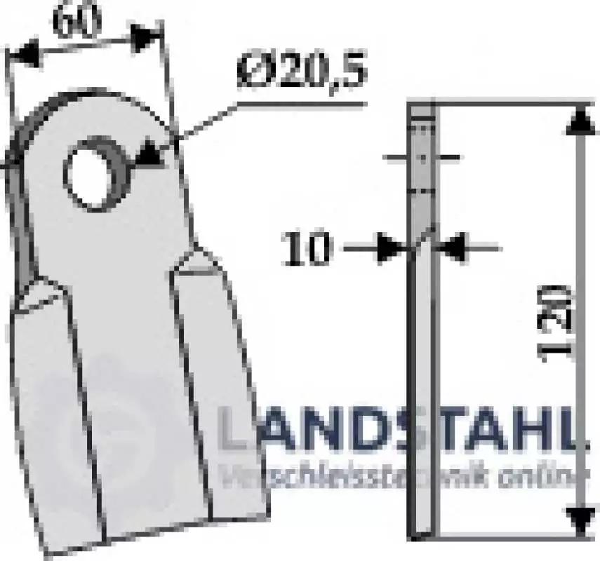 Gerades Messer 120x60mm