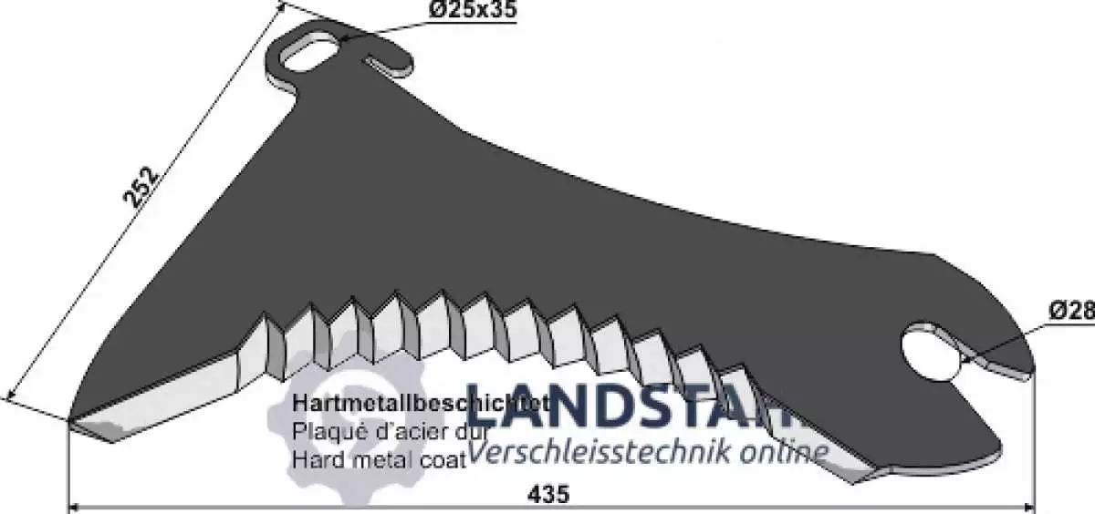 Ladewagenmesser Hartmetallbeschichtet 345mm