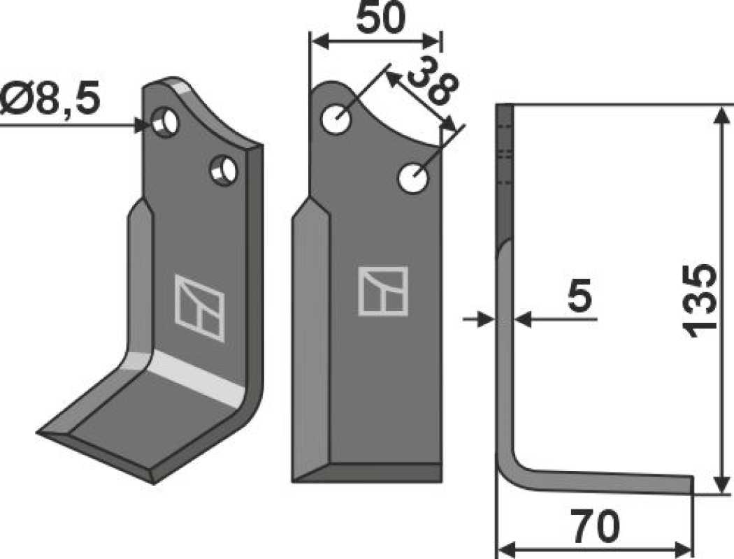 Fräsmesser 135x50mm, rechts