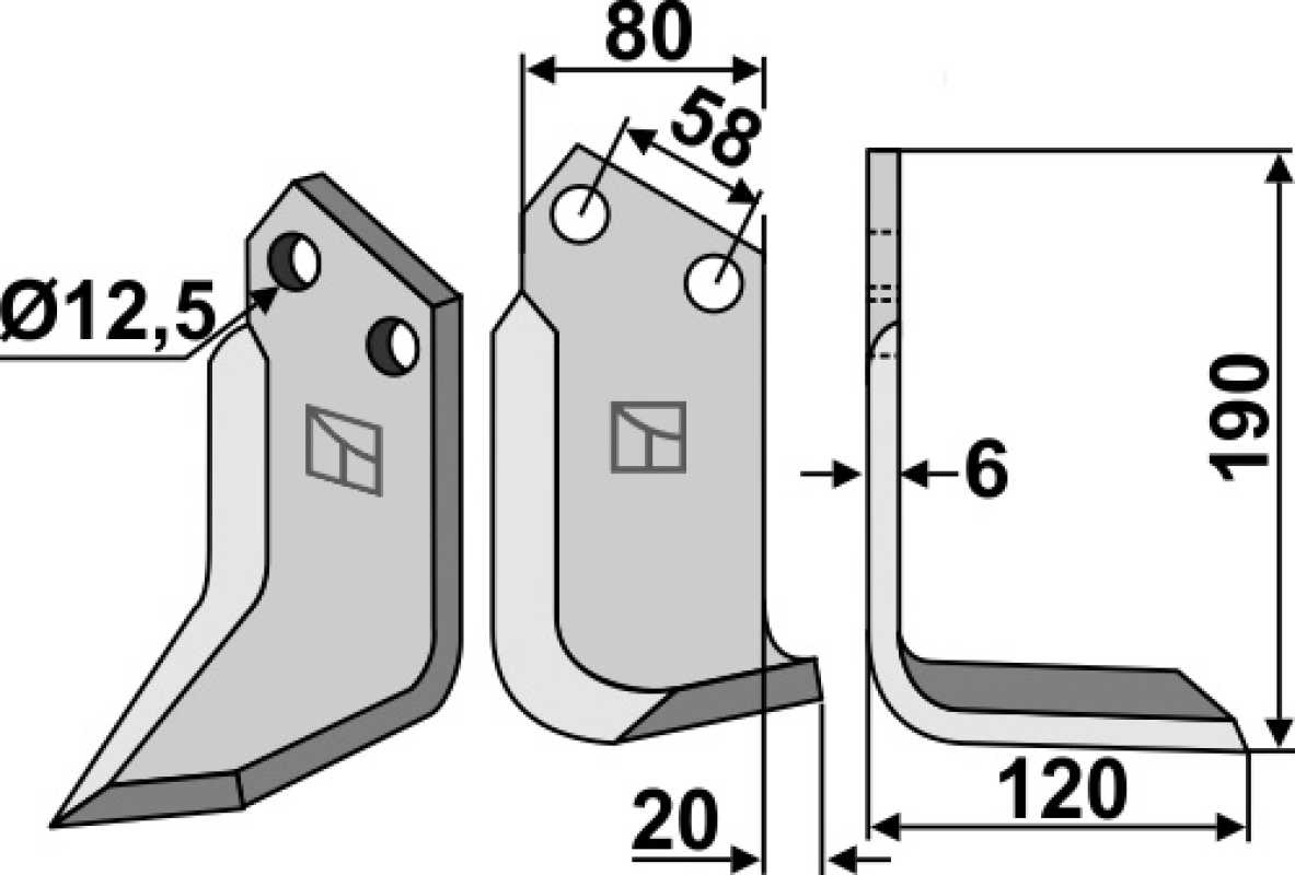 Fräsmesser 190x80mm, rechts
