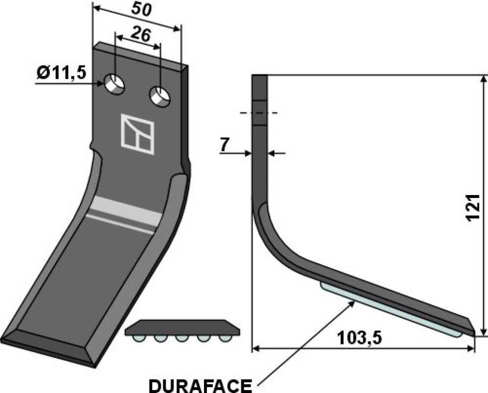 Hackmesser Duraface beschichtet 121x50