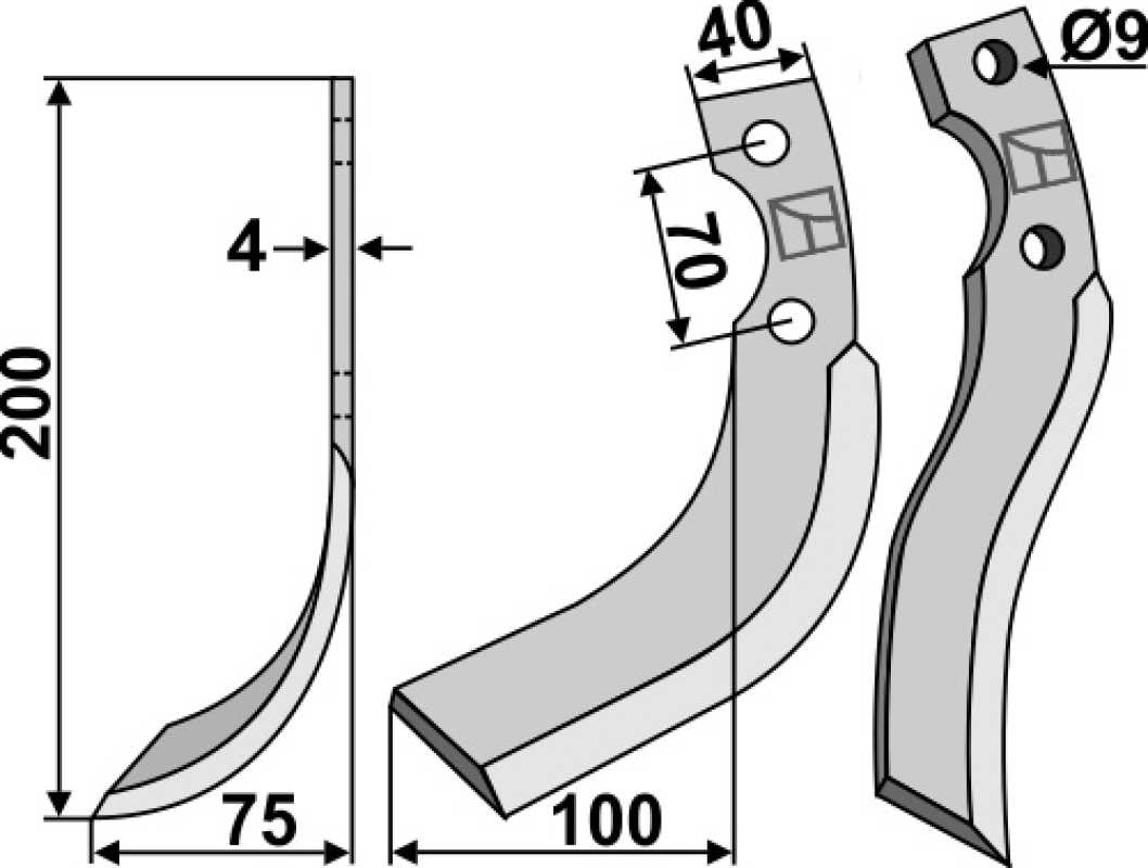 Fräsmesser 200x40mm, links