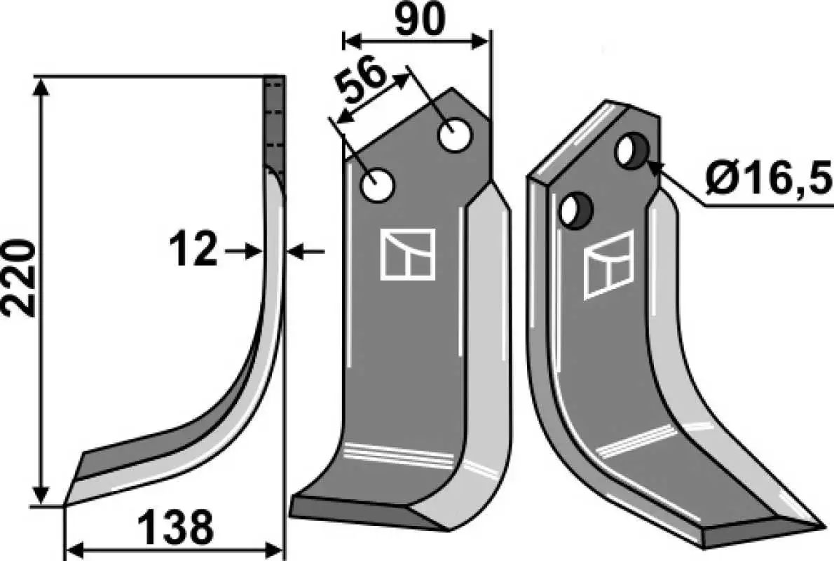 Fräsmesser 220x90mm, links