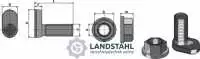 Konusschraube oval mit Bundmutter