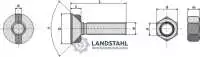 Pflugschraube DIN 11014 M16 x 2 x 40 mit Sechskantmutter