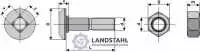 Körperschraube M16 x 1,5 x 60 und Sechskantmutter