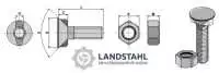 Pflugschraube DIN 11014 M16 x 2 x 65 mit Sechskantmutter