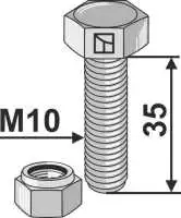 Schraube mit Sicherungsmutter M10x1x35 10.9