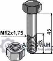 Schraube mit Sicherungsmutter - M12x1,75 - 10.9