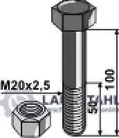 Schraube mit Sicherungsmutter - M20 x 2,5 - 10.9