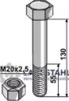 Schraube mit Sicherungsmutter - M20 x 2,5 - 10.9