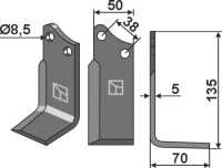 Fräsmesser 135x50mm, rechts