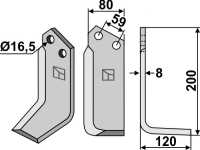 Fräsmesser 200x80mm, rechts